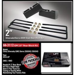 ReadyLift 0'' RearLeaf Spring Block Kit for 2011-2023 GMC Sierra 2500 HD 2WD/4WD